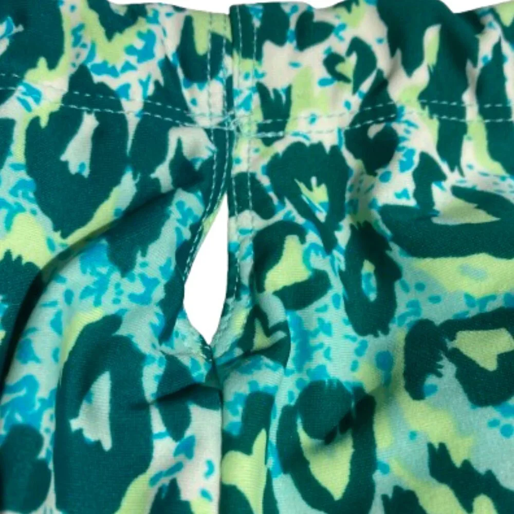 Serra NWT Swimsuit One Piece Halter Blue-Green Cheetah Premium Molded Cups Large